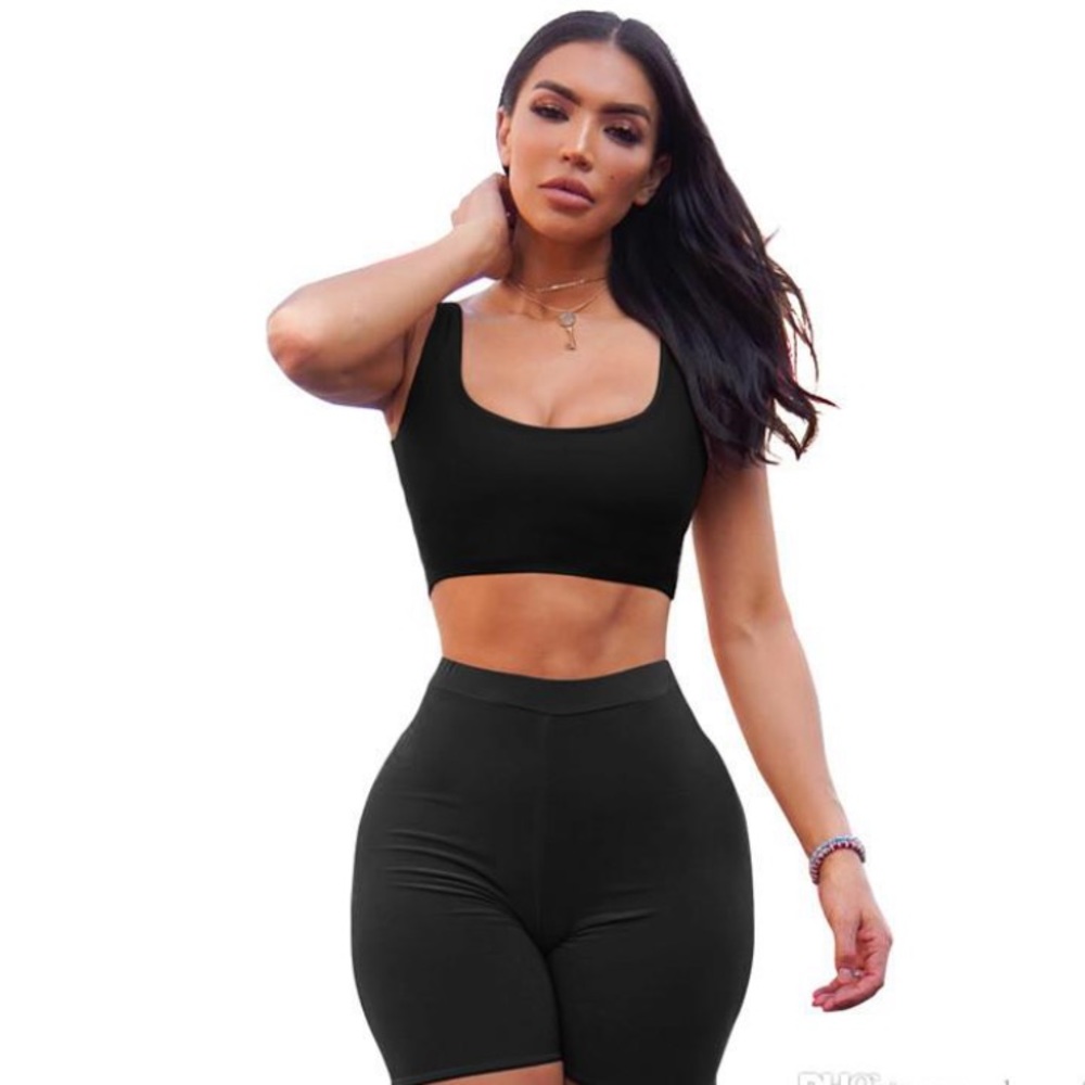 🆕California Girl 2 piece Biker short set -Black